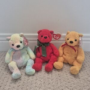 Three Vintage Retired TY Beanie Baby Bears